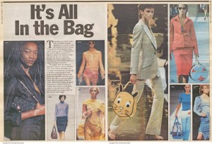 "It's All in the Bag" appeared in WWD on October 11, 1999.